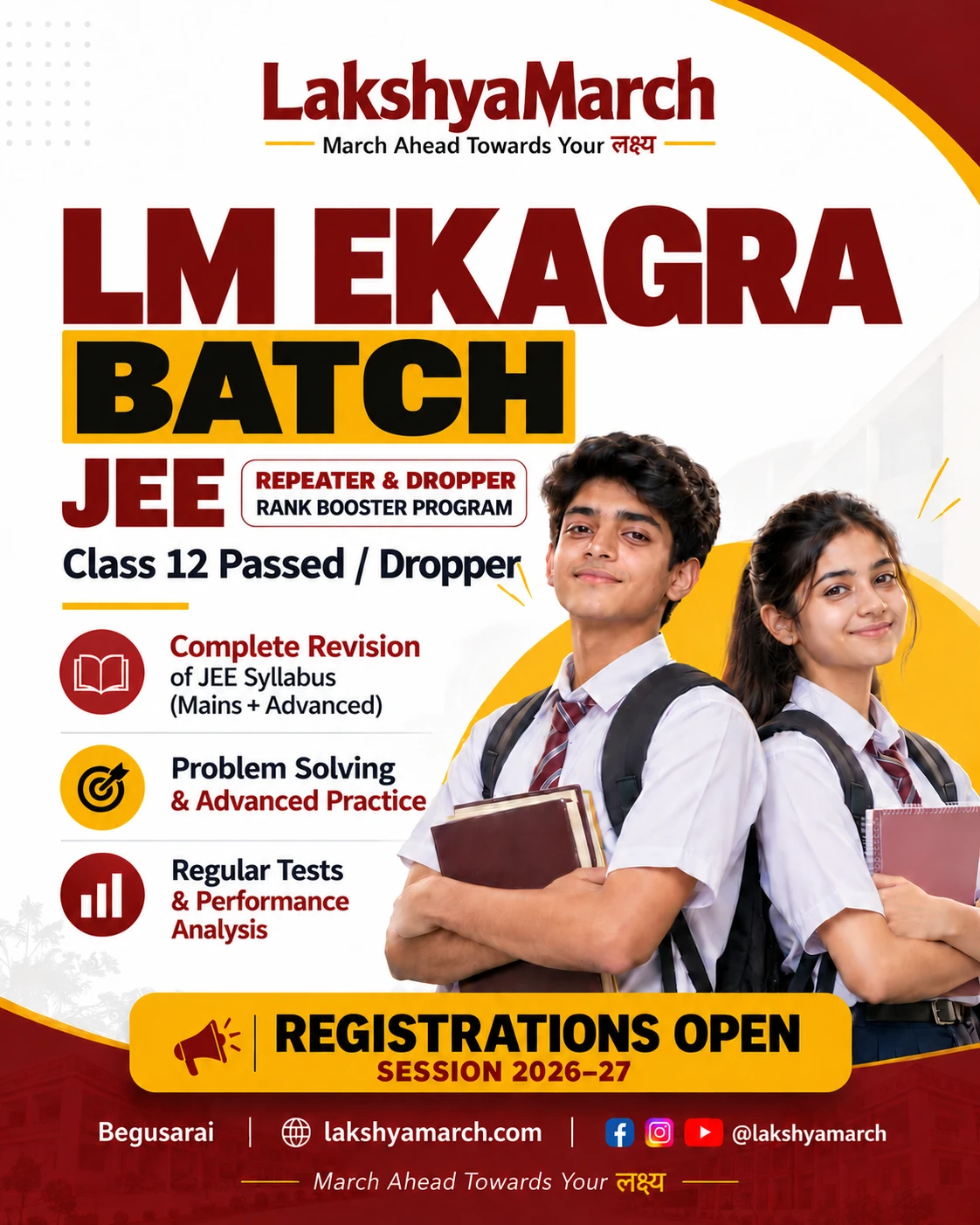 LM Shikhar Super 30 — IIT JEE Advanced Achievers Batch — LakshyaMarch Begusarai | Kota-Alternative Coaching Batch Blueprint & Poster (1250x1080)
